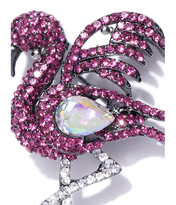 YouBella Stylish Bird Shape Jewellery Silver Plated Brooches for Women (Purple) (YB_Brooch_90)